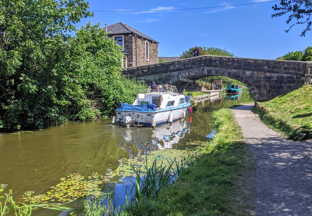 Boat and bridge on the canal at Preston