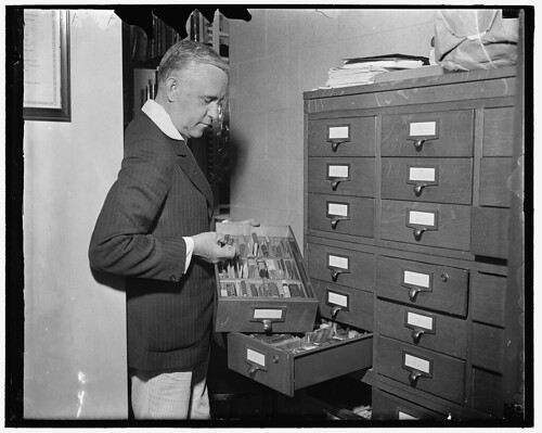 Identified! V. Valtra Parma, [Library of Congress Rare Book Division curator with a collection of miniature books] (LOC)