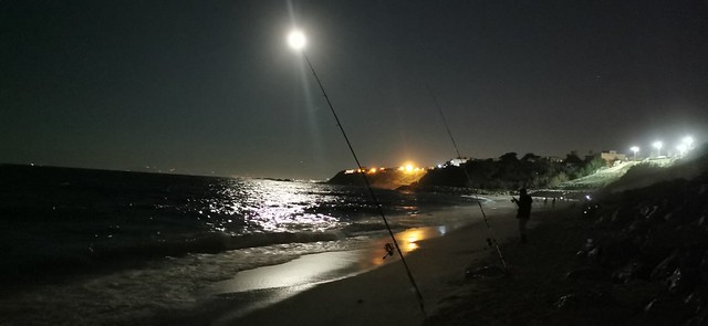 Moon light through the sea bright