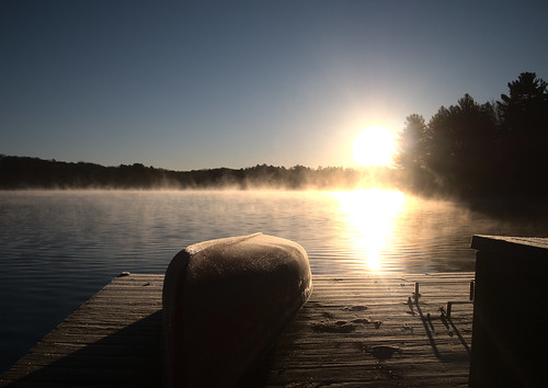lake frost mist sun sky canoe dock winter sunrise morning forest water ripples cold digital microfourthirds mft lumix gx85