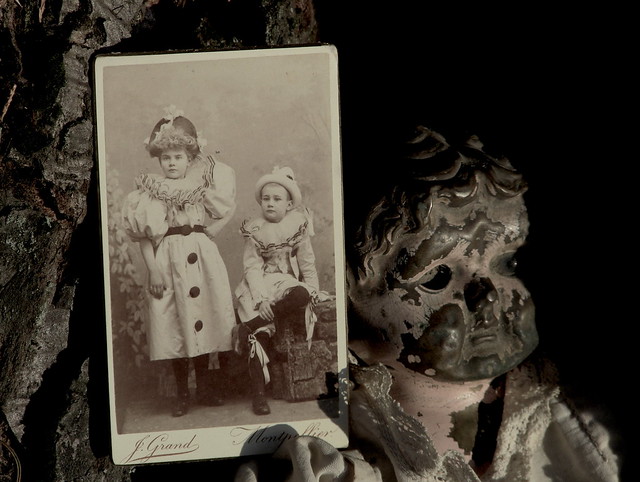 Colombine, Harlequin (Pierrot), metal head doll