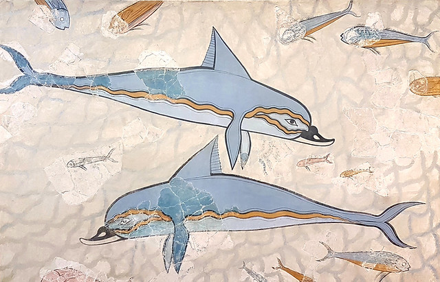 Dolphin Swimming Fresco - Heraklion Archaeological Museum - Crete