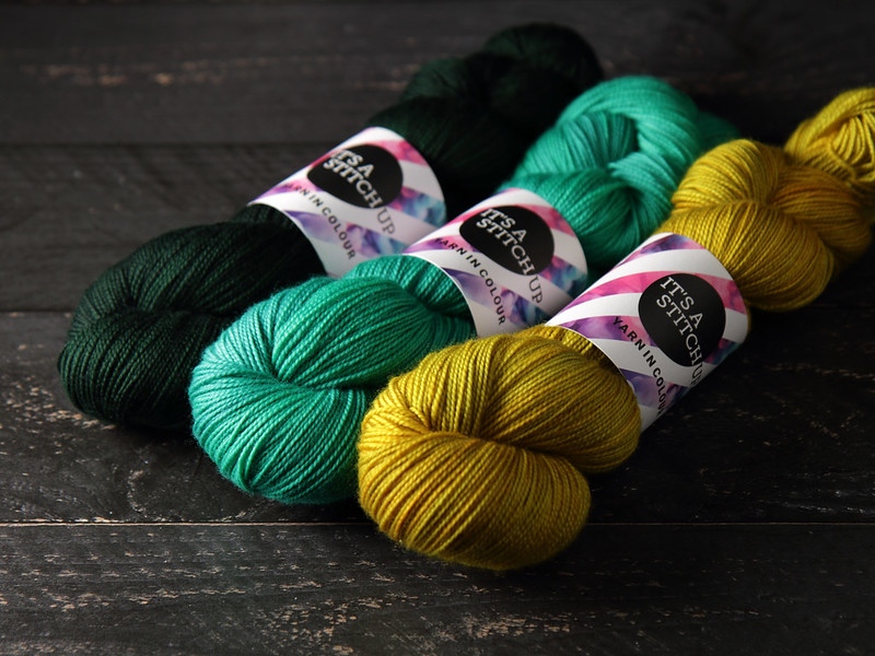 It's a Stitch Up Favourite Sock in 'Monstera', 'Aquaphobia' and 'Colonel Mustard'