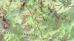 Carte IGN des secteurs des chemins du Carciara et de Paliri en Haut-Cavu