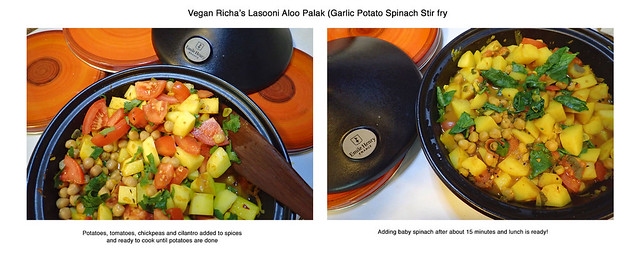 More food! :) Lasooni Aloo Palak (Garlic potato spinach stir-fry), Recipe by VEGAN RICHA