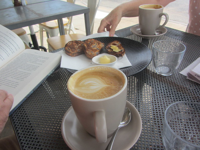 Coffee  and fruit toast,  The Little  Elephant Café, Spring Street, Highett, Melbourne