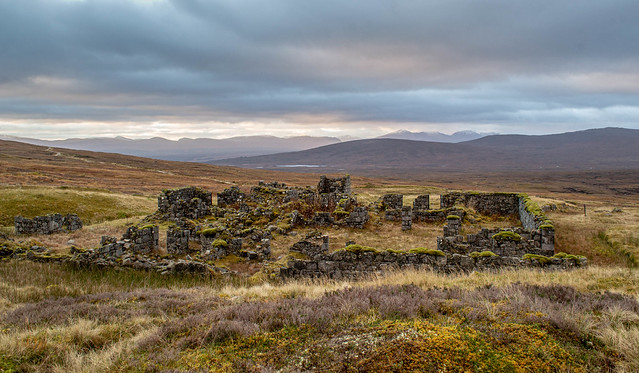 The ruins of Corrour Old Lodge.
