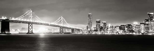 SF Giants under Bay Bridge at night, San Francisco