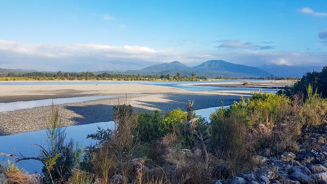 Morning views over Hokitika River, New Zealand, South Island