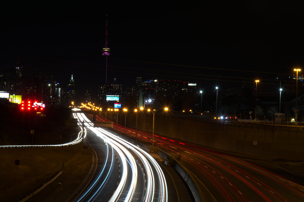 Road at Night with Toronto Skyline