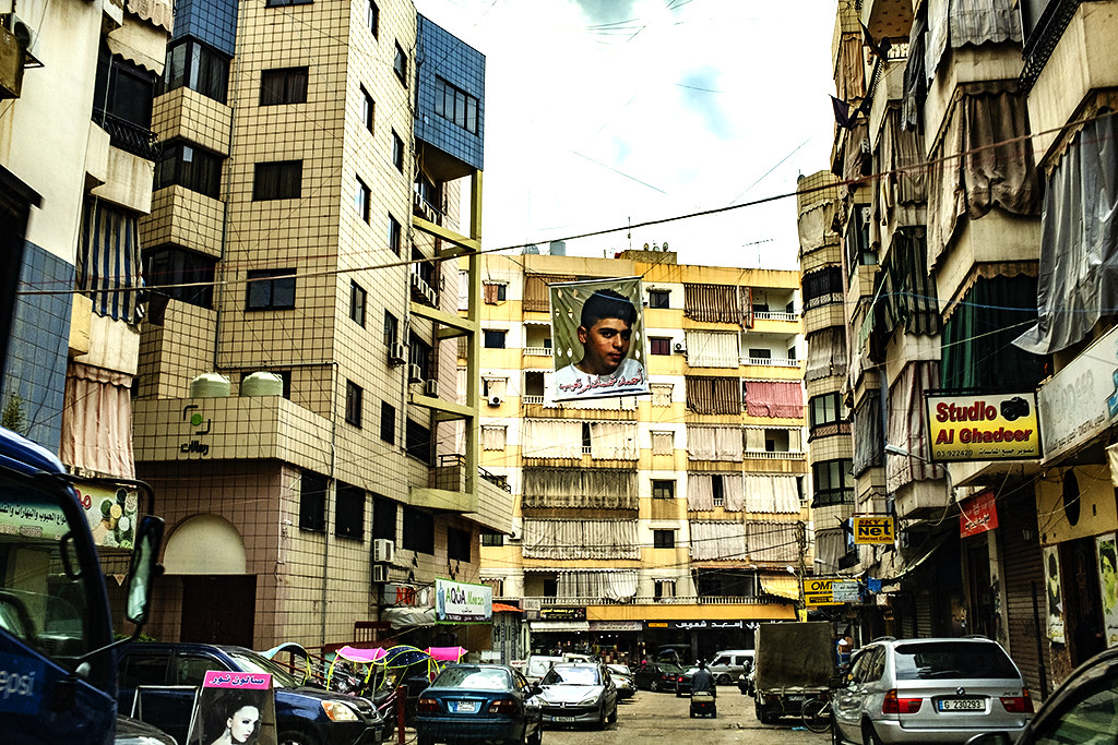 Portrait of young man on banner on 11-6-20--Bourj el-Barajneh