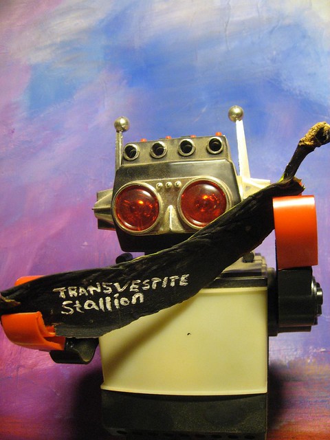 Vintage Toy Robot advertising for my Former Band with a rotten banana
