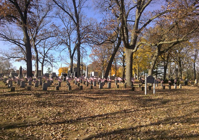 Civil War cluster of graves in downtown Grand Rapids