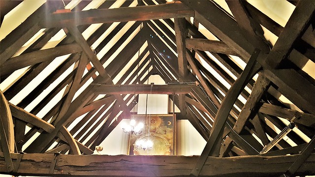 Gloucester, Masonic Lodge - The timbered first floor ceiling
