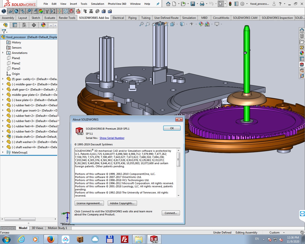 Working with SolidWorks 2019 SP5.1 Full license