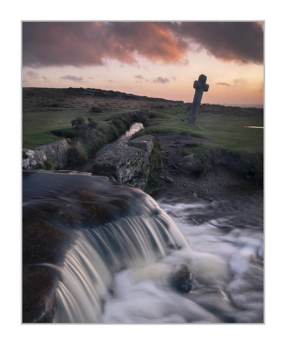 dialpost dartmoor cross devon stream water sunset