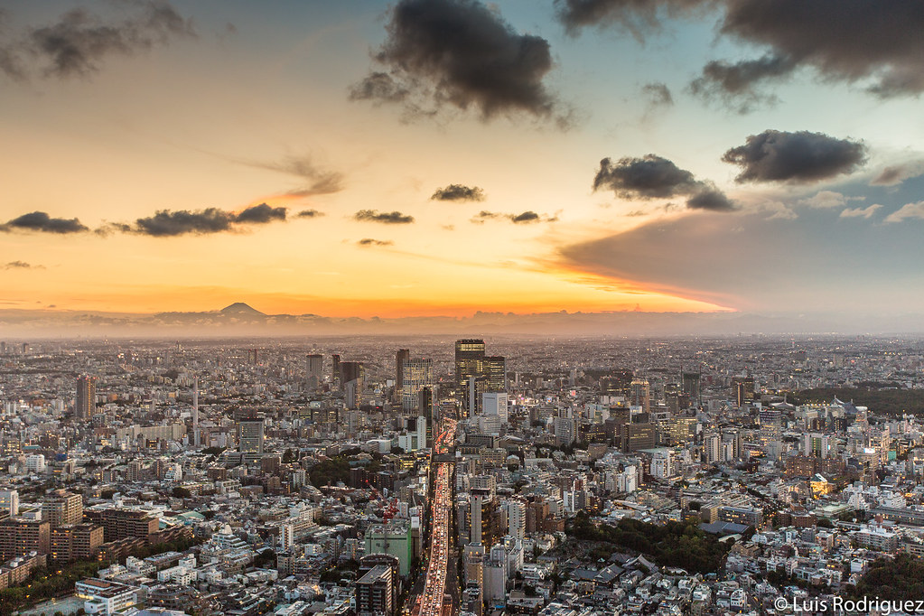 Shibuya y hasta el Fuji desde el Tokyo City View, en la torre Mori