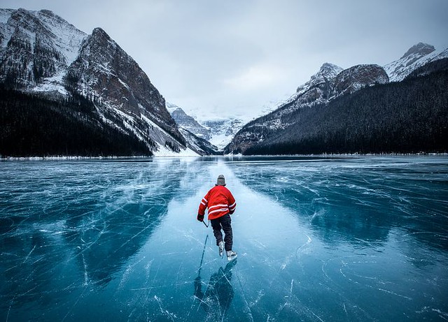 A fitting ending to the quintessential Canadian day... Yesterday was one of the finest days I've ever had in the mountains. Friends and I skated multiple lakes in Banff National Park, all in prime condition, ending the day with perfect ice at iconic Lake