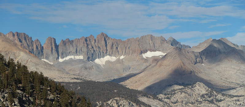 Zoomed-in view of the Kaweah Peaks Ridge from the High Sierra Trail at Wallace Creek