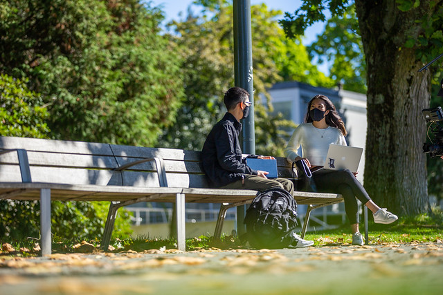 Students on UBC Vancouver campus in 2020