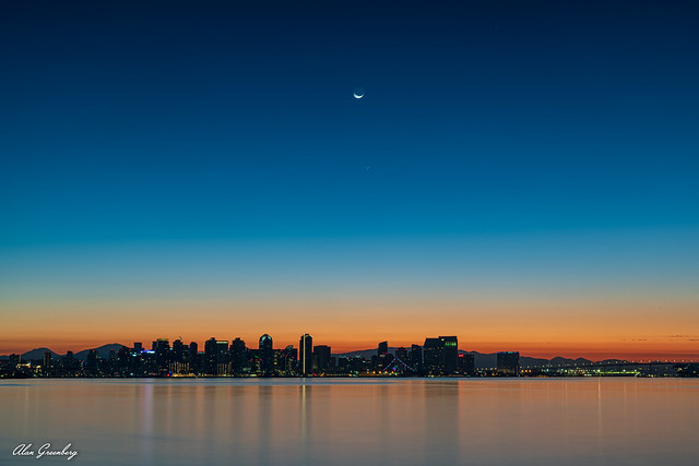 New moon over the city
