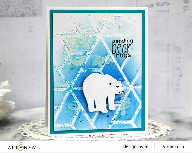 Altenew-MD Polar Bear-Geometric Landscape Stencil-Embossing Paste-Lagoon Card Stock