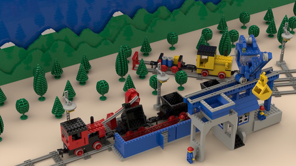 Lego 4,5v small locomotives + Unloading wagons + loading station