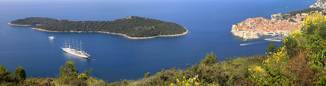 Astonishing panorama view on Dubrovnik and Lokrum island