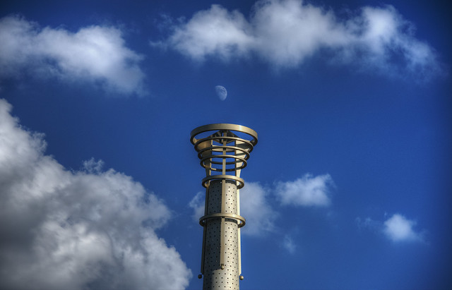 Moon over Olympic Tower, Atlanta, Georgia