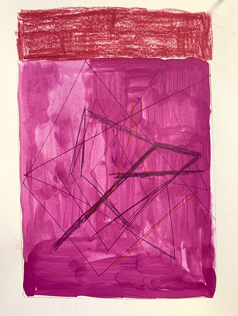 Theosophist’s Series, Magenta (Lithium Flame Source), acrylic, graphite and polychromos on paper, 15”x11”, 2020