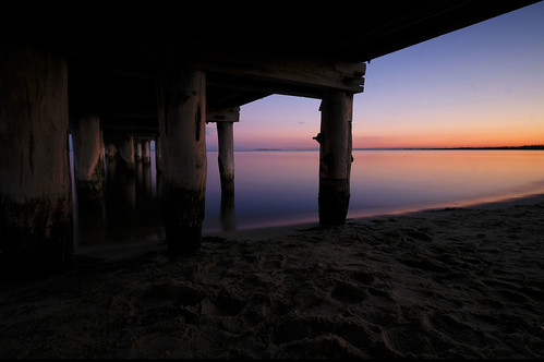 sunset nd filter long exposure beach sun golden hour fujifilm 1024 xmount altona melbourne victoria australia baordwalk pier wooden sand