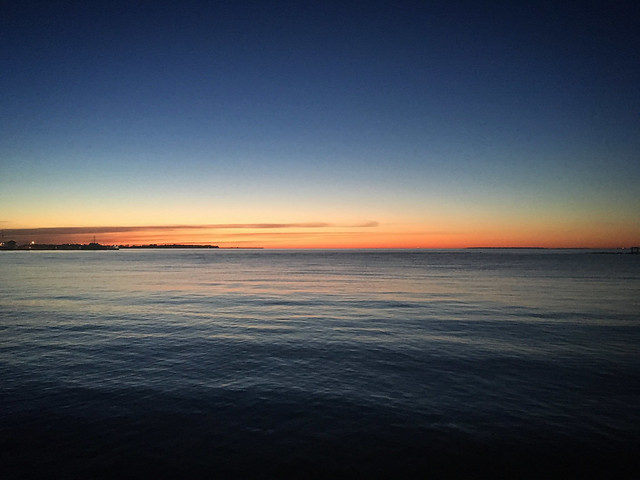 Sunset over the Tallinn Bay of the Baltic Sea in Kalamaja, Tallinn, Harjumaa, Estonia, May 2019