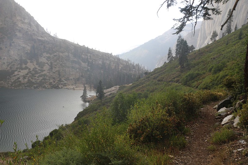 We almost made it down to Upper Hamilton Lake before it started raining, but not quite, on the High Sierra Trail