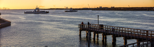 bay port portaransas gulfofmexico gulfcoast ferry dock pier fishing sunset ocean texas panoramic aransaspass dusk