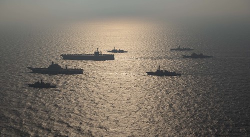Ships from the Royal Australian Navy, Indian navy, Japan Maritime Self-Defense Force and the United States Navy participate in Malabar 2020. | by Official U.S. Navy Imagery