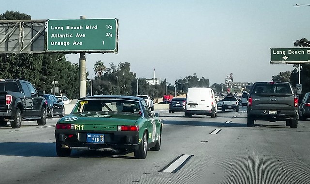 Green Porsche 914 2.0 on the San Diego Fwy (I-405)