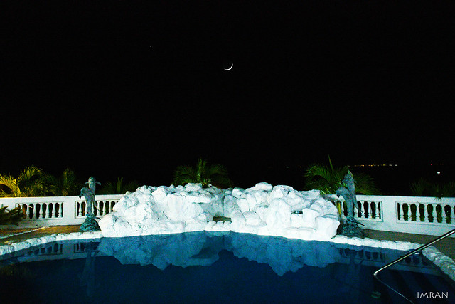 Lit Sliver & Dark Ball Moon And Bright Star Over Tampa Bay At 2 AM - IMRAN™
