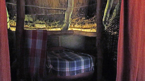 Inside in the recreated village called Henllys Iron Age Fort in the area inhabited by Celtic tribespeople over 2000 years ago in Wales