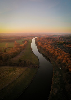 Sunset panorama of the river Ems