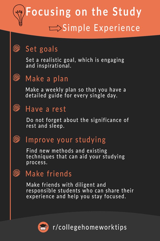 text with tips on how to focus on studying