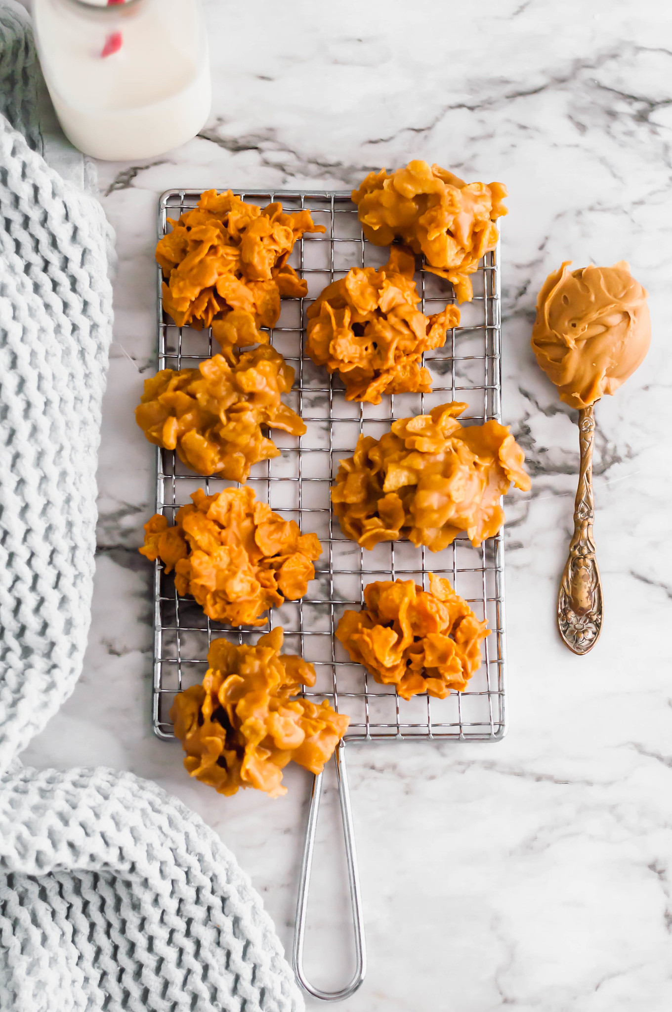 These delicious, simple little corn flake cookies can be made using peanut butter or butterscotch chips. A wonderful addition to your Christmas cookie lineup.