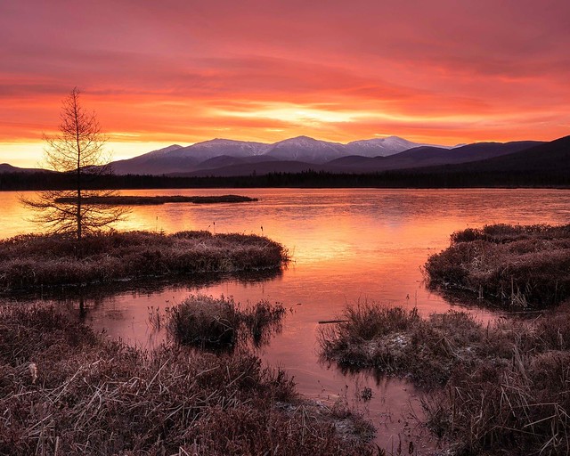 Fiery sunrise in the White Mountains of NH