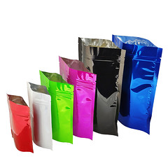 Glossy Aluminum Colorful Stand Up Pouch With Zipper