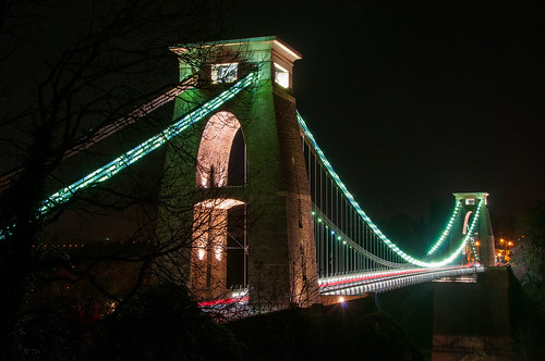 bristol england uk cliftonsuspensionbridge bridge clifton night nightscene nighttime lights landscape