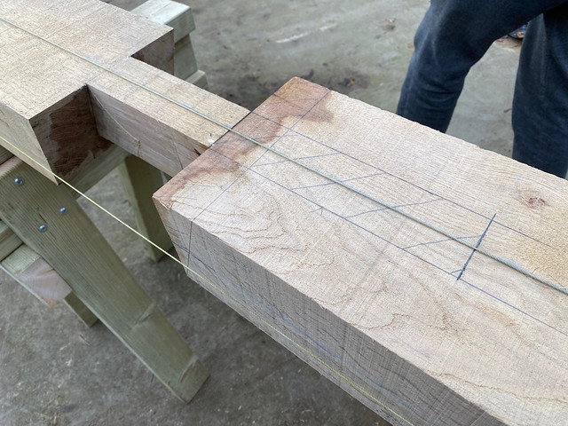Marking out the scarf joint mortice - top