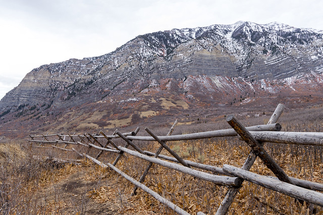 Wooden Fence and Provo Canyon Mountains