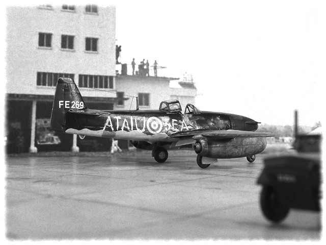 1:72 Nakajima J9N1 “Kitsuka” (橘花, a.k.a. “Kikka”), aircraft “FE 269”, operated by the Royal Air Force, Allied Technical Air Intelligence Unit - Southeast Asia (ATAIU-SEA); RAF Seletar (Singapore), January 1946 (Whif/AZ Models kit)