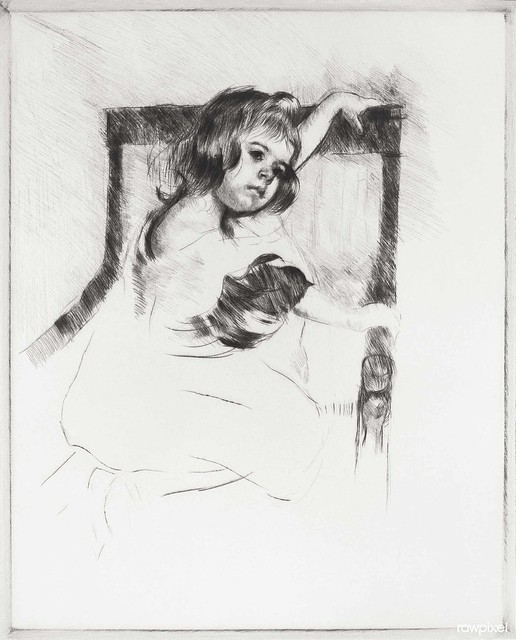 Margot, Resting Arms on Back of Armchair (1903) by Mary Cassatt. Original portrait drawing from The Art Institute of Chicago. Digitally enhanced by rawpixel.