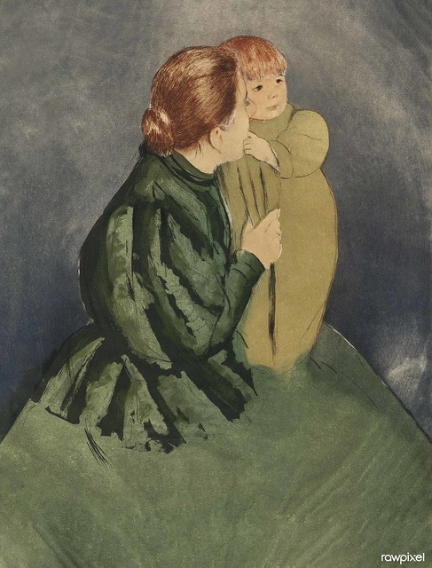 Peasant Mother and Child (1895) by Mary Cassatt. Original portrait painting from The Art Institute of Chicago. Digitally enhanced by rawpixel.
