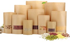Kraft Paper Stand Up Pouch With Zipper&Clear Window